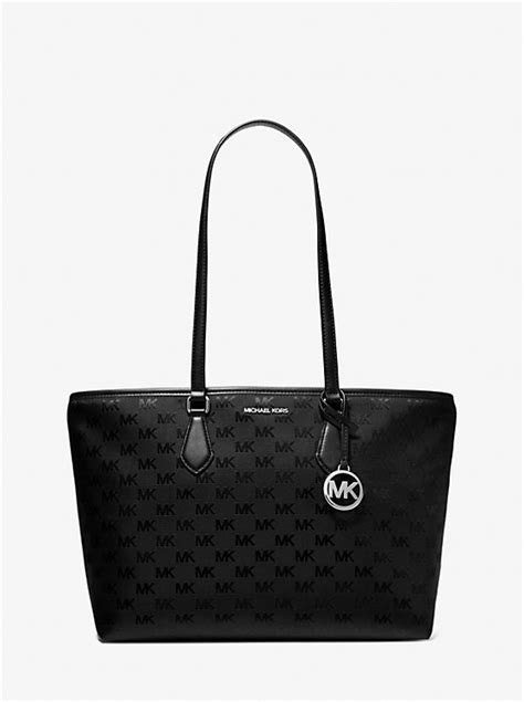 Sheila Large Woven Logo Nylon Tote Bag 